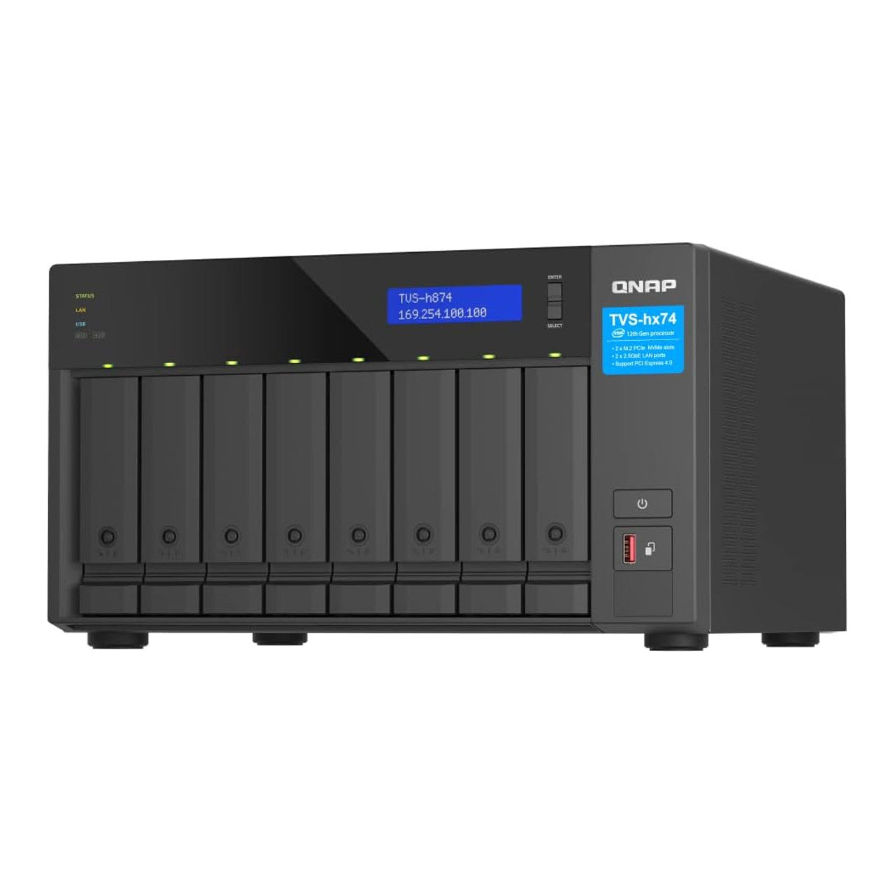 QNAP 8 Bay NAS 12th Gen Intel Core CPU, 64GB DDR4 RAM, 10GbE & 2.5
