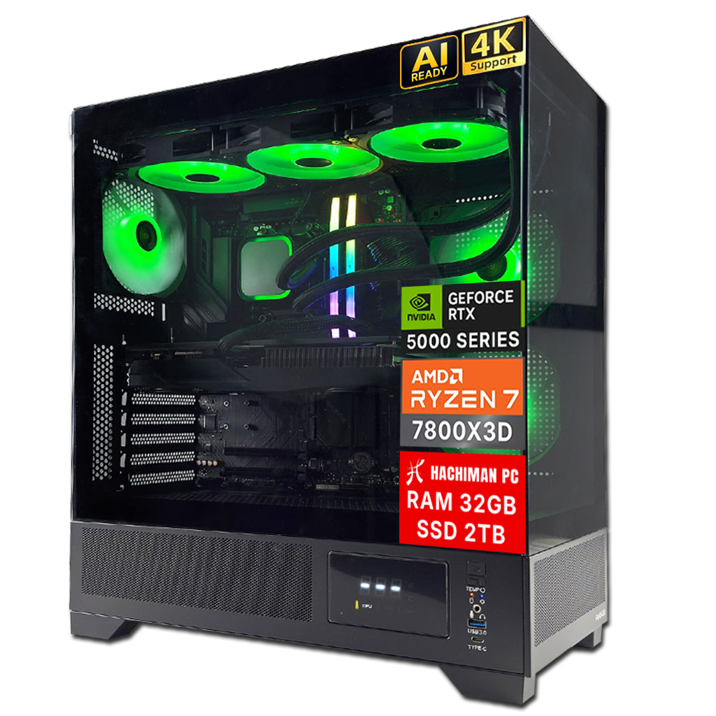 Hachiman PC Tora Gaming PC, AMD Ryzen 7 7800X3D, NVIDIA GeForce RTX 5070 12GB, 32GB DDR5 6400MHz RGB, 2TB Gen4 NVMe SSD, 360 A-RGB AIO, Wi-Fi 6, Windows 11 Home, Desktop Computer