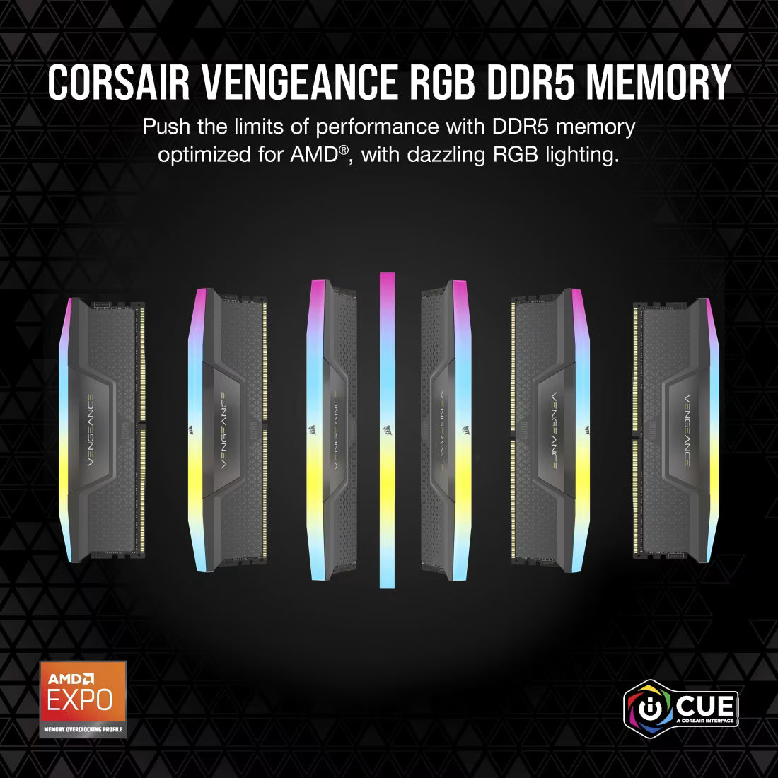 Corsair Vengeance RGB DDR5 64GB (2x32GB) 6000MHz CL40 RAM AMD Expo & Intel XMP 3.0 Compatible (Gray) - CMH64GX5M2D6000Z40