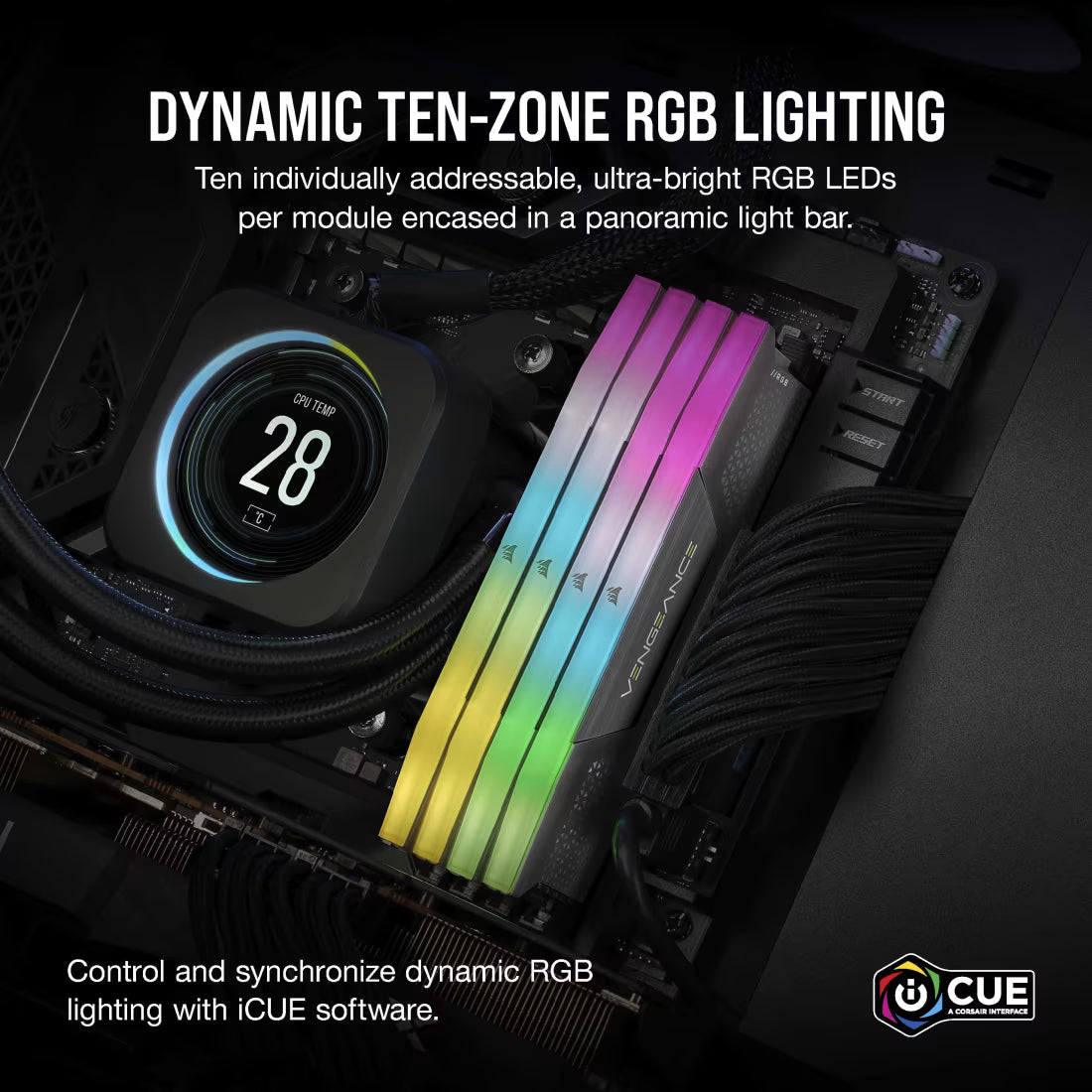 Corsair Vengeance RGB DDR5 64GB (2x32GB) 6000MHz CL40 RAM AMD Expo & Intel XMP 3.0 Compatible (Gray) - CMH64GX5M2D6000Z40