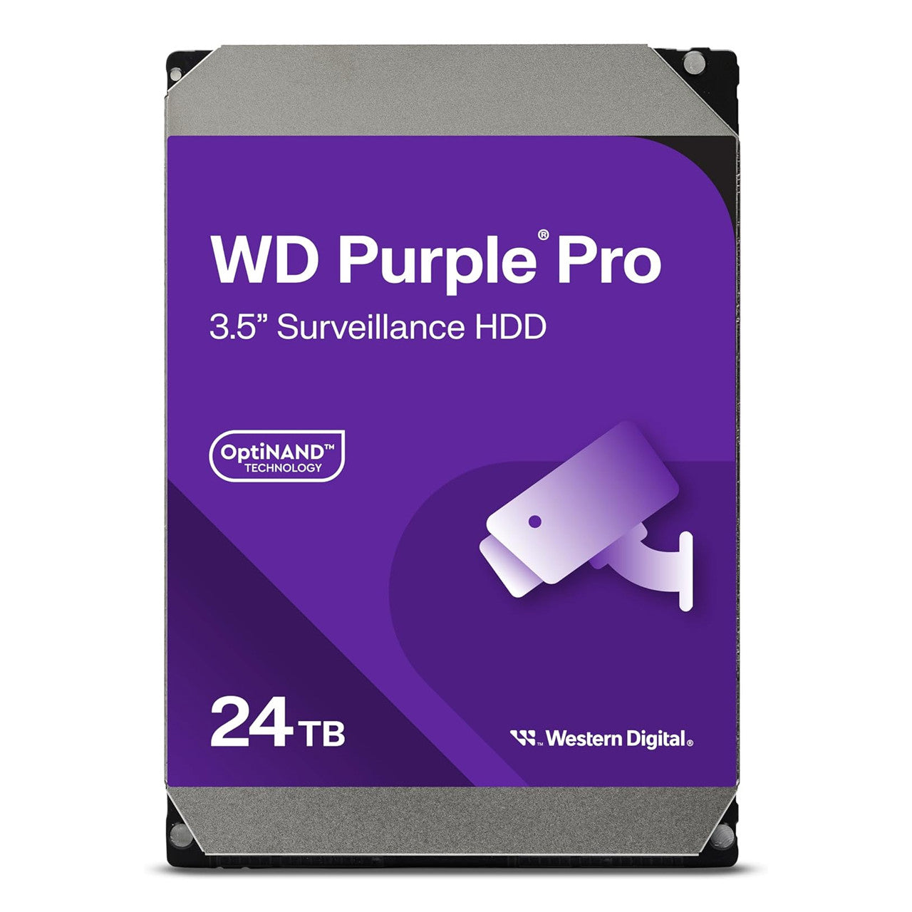 The WD 24TB Purple Pro Surveillance Internal Hard Drive (WD240PURP) delivers reliable, 24/7 performance with SATA 6 Gb/s speed, 512MB cache, and AI-optimized technology for high-capacity, multi-camera security systems.