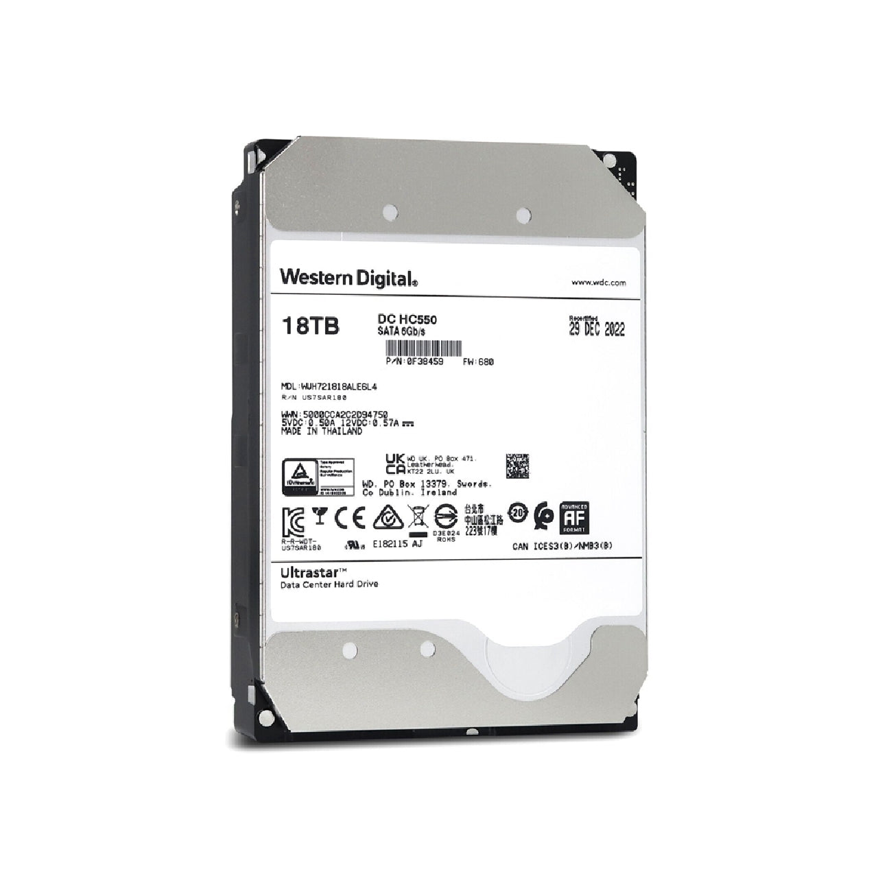 WD 18 TB Ultrastar DC HC550 Internal Hard Drive - WUH721818ALE6L4