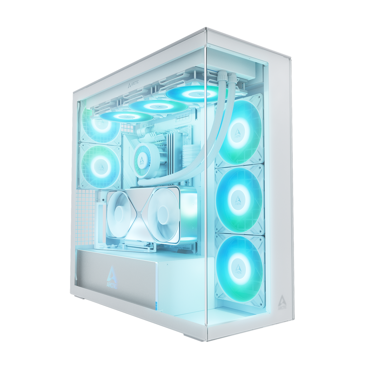Arctic Xtender VG PC Case-Mid Tower-Tempered Glass Panel-Included A-RGB Fans-Vertical GPU Mounting Kit (White) ACPCC00017A