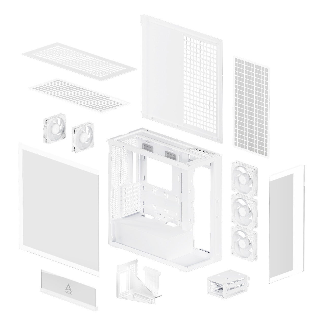 Arctic Xtender VG PC Case-Mid Tower-Tempered Glass Panel-Included A-RGB Fans-Vertical GPU Mounting Kit (White) ACPCC00017A