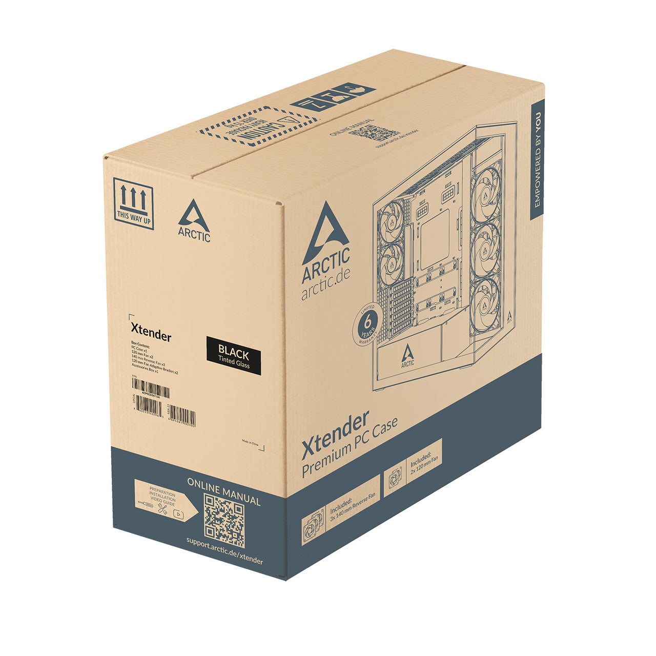 Arctic Xtender VG PC Case-Mid Tower-Tempered Glass Panel-Included A-RGB Fans-Vertical GPU Mounting Kit (Black) ACPCC00016A