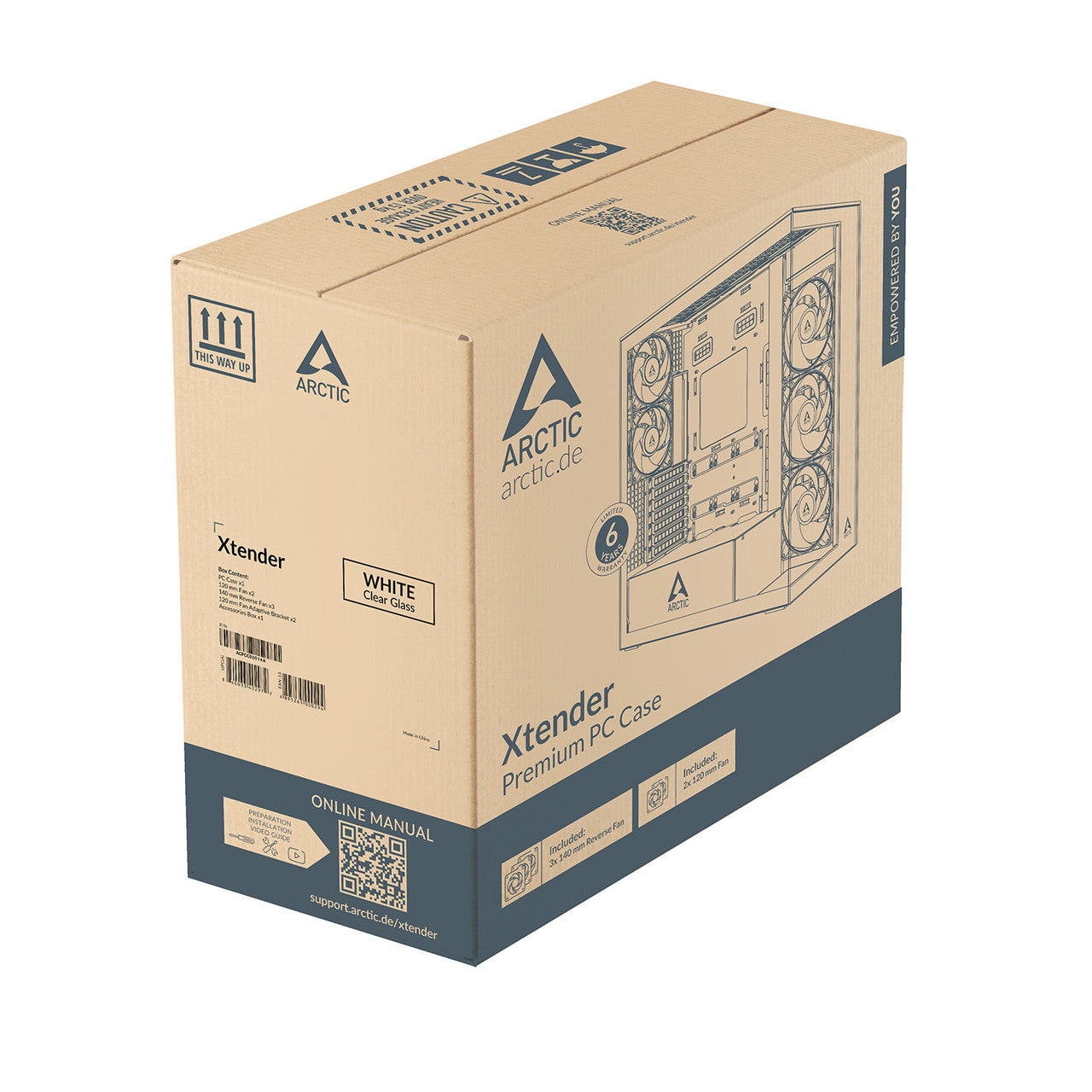 Arctic Xtender VG PC Case-Mid Tower-Tempered Glass Panel-Included A-RGB Fans-Vertical GPU Mounting Kit (White) ACPCC00017A