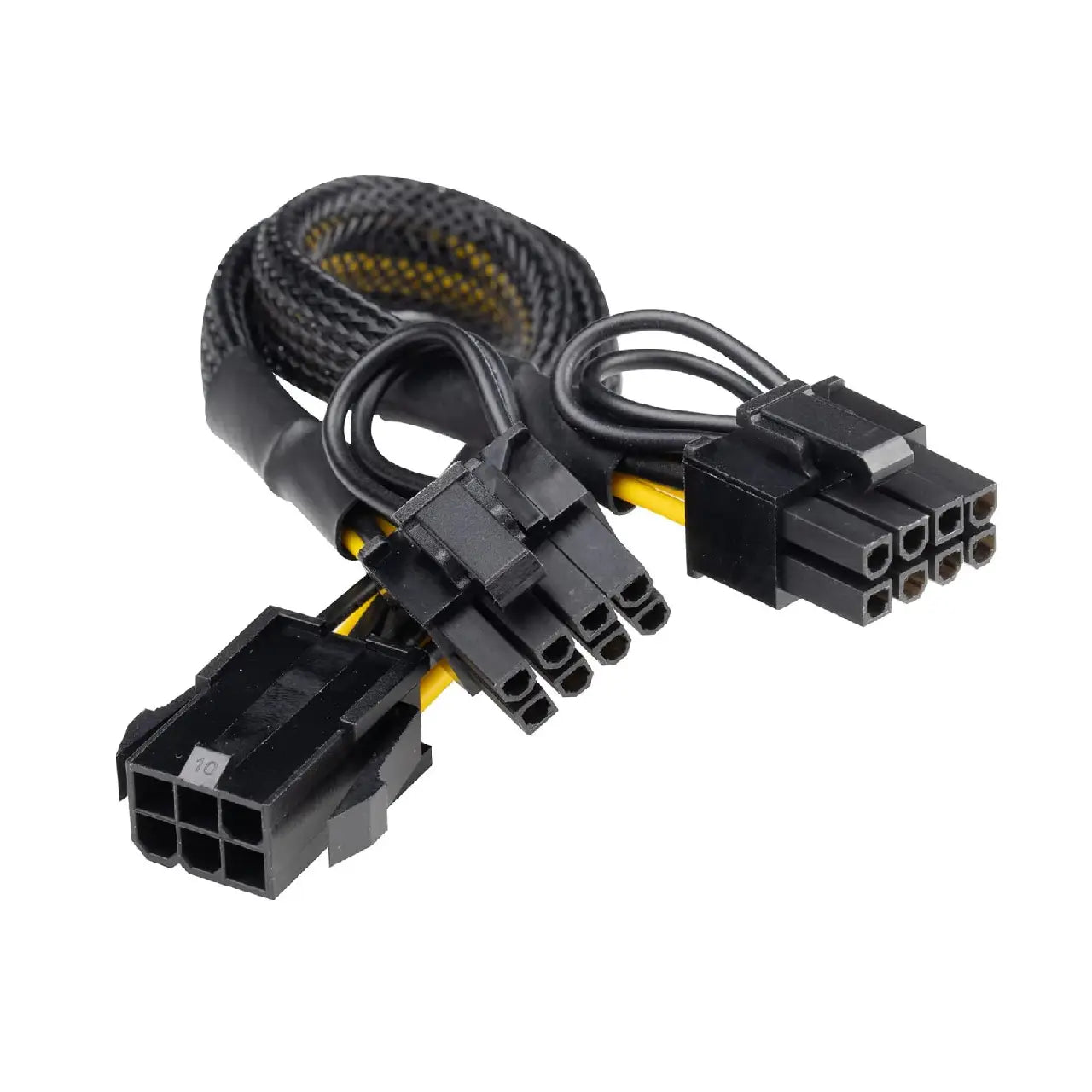 AAAwave Single Female 6 Pin PCI-E to Dual Male 6+2 Pin PCI-E Cable with Braided Sleeved