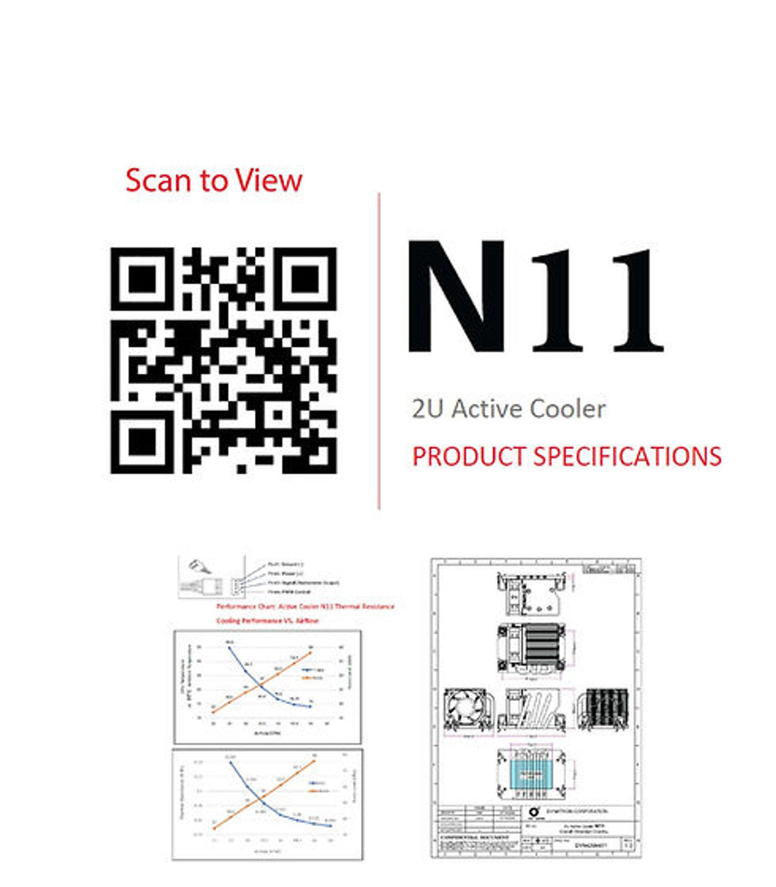 Dynatron N11 2U Server LGA4189-4, LGA4189-5 Aluminum fins 60 mm Processor Active Cooler