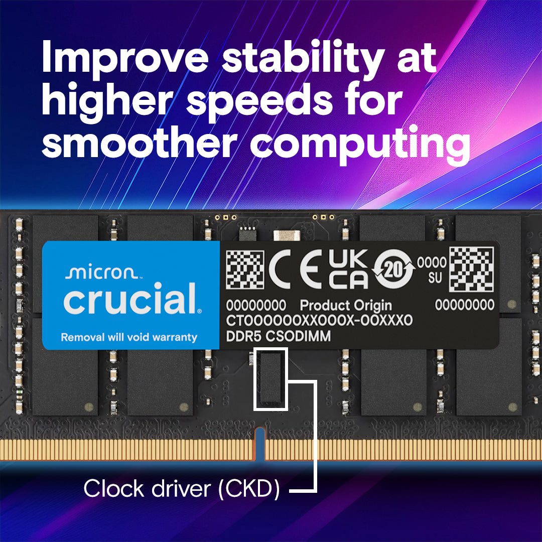 Crucial 16GB DDR5-6400 CSODIMM Laptop Memory | 262-pin | AI PC Ready | CT16G64C52CS5