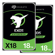 Seagate Exos X18 18 TB Enterprise HDD 7200RPM SATA 256MB Cache 3.5" ST18000NM000J - (Pack of 2)