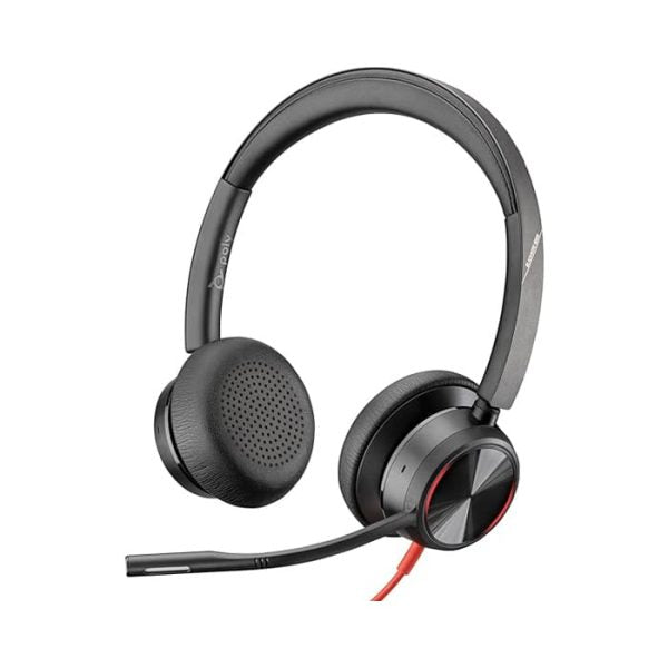 Poly Blackwire 8225 Stereo USB-C Headset | Microsoft Teams Certified | Hybrid ANC | Noise-Canceling Mic | USB-C/A Adapter | Black | 8X225AA