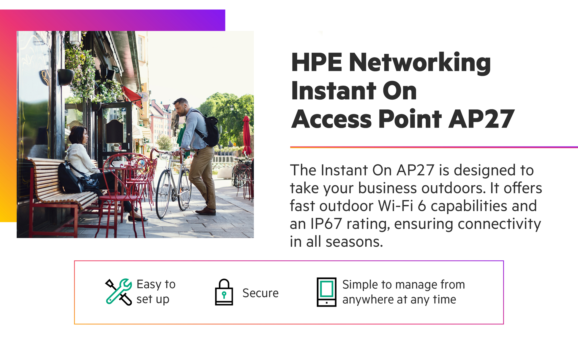 HPE Networking Instant On Access Point AP27 2x2 WiFi 6 Outdoor Wireless Access Point (5 Pack) | Power Source Not Included | US Model (S1T36A-5PACK)