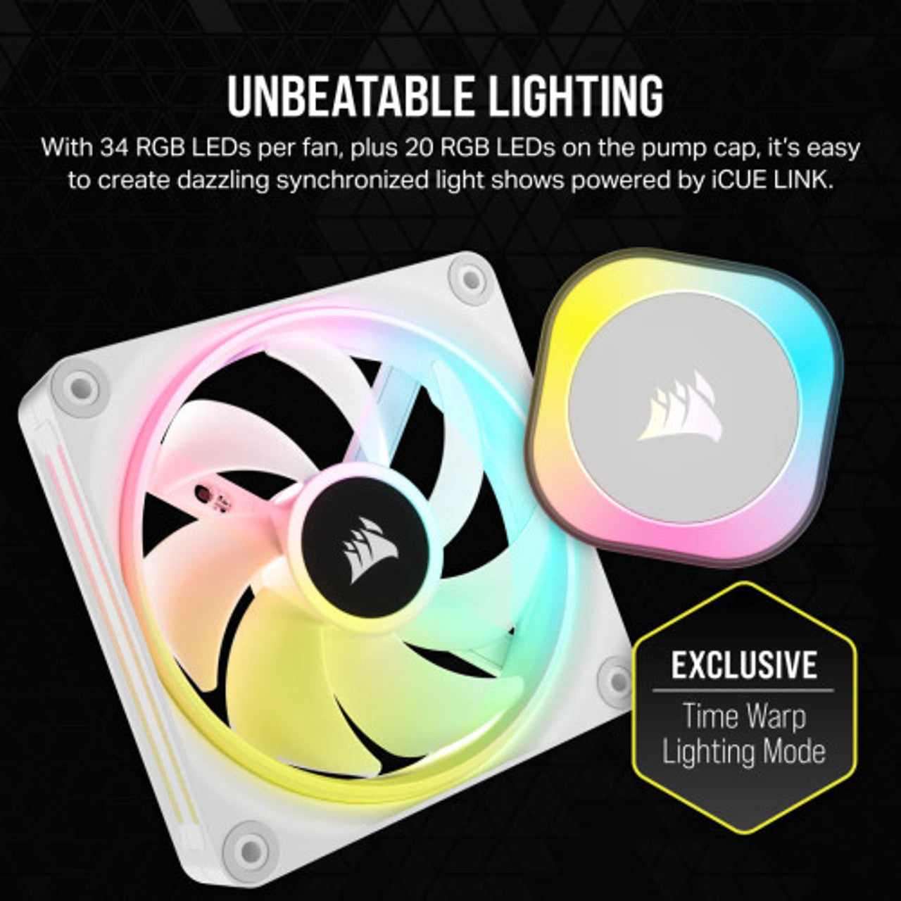 Corsair iCUE Link H100i Liquid CPU Cooler 240mm AIO QX120 RGB Fans Fits Intel LGA 1700, AMD AM5 (White) CW-9061005-WW