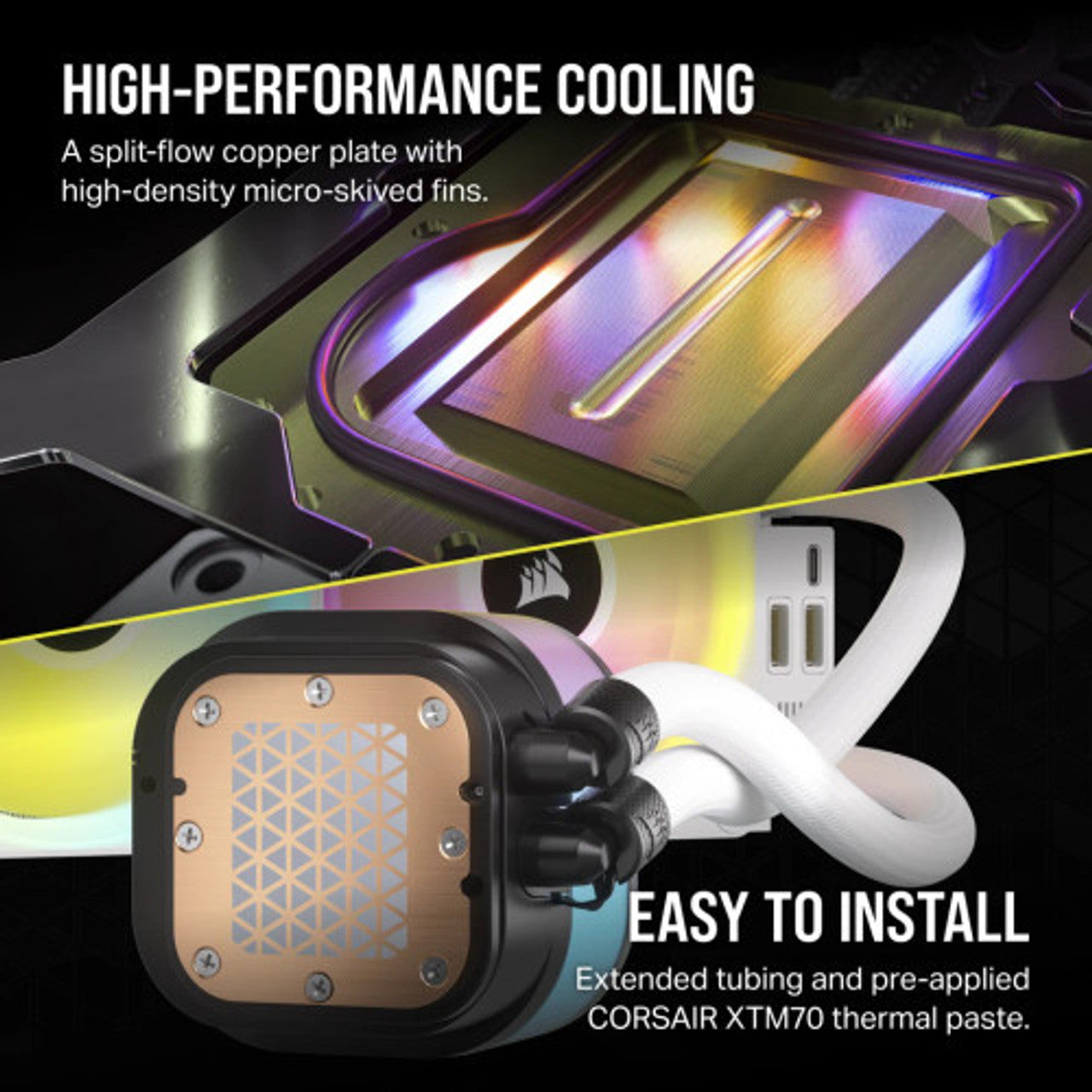 Corsair iCUE Link H100i Liquid CPU Cooler 240mm AIO QX120 RGB Fans Fits Intel LGA 1700, AMD AM5 (White) CW-9061005-WW