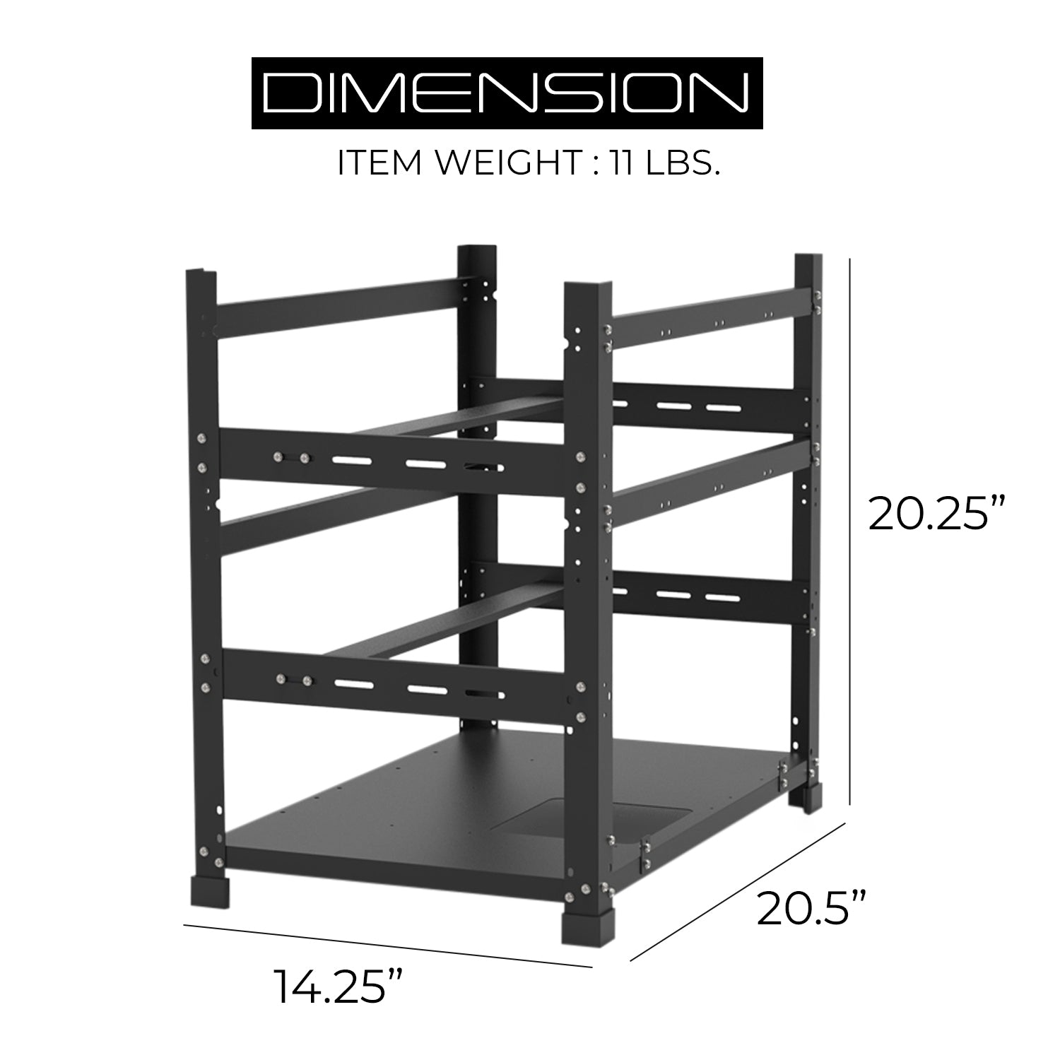 AAAwave 12GPU AI Rig Frame The Sluice V2 Steel Open Frame Stackable Chassis for High-Performance GPU Builds, Crypto Mining & AI/ML Workloads |Frame Only (Black) | Model: AAAIRMC12