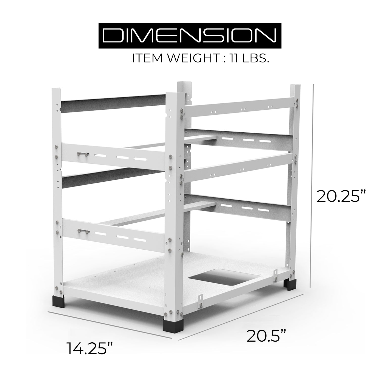 AAAwave 12GPU Mining Rig Frame - The Sluice V2 Steel Open Frame Mining Rig Case, Stackable Chassis for Crypto Coin Currency & AI Machine Learning Applications - Frame Only (White) AAAIRMC12WH