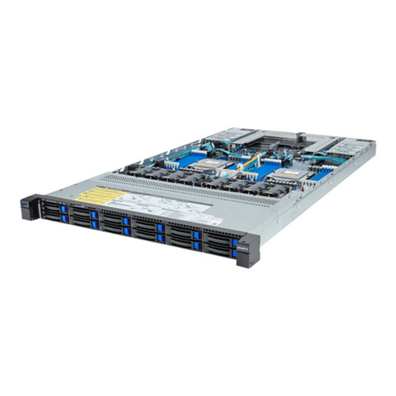 Gigabyte 1U Rack Server Barebone - AMD EPYC 9004, Dual CPU, 3x M.2 Gen3, 12x SATA/SAS Bays R183-Z92-AAD3