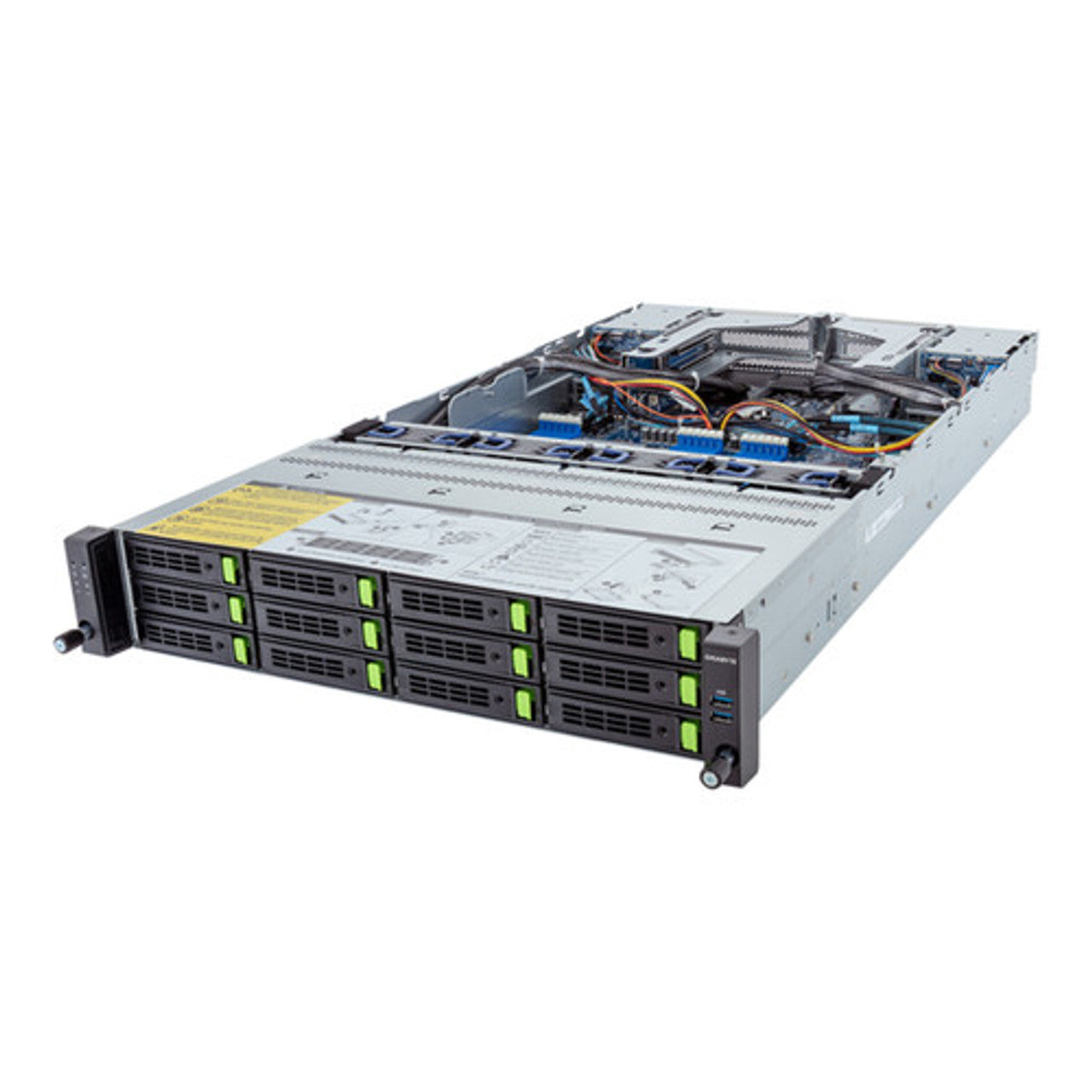 Gigabyte 2U Rack Server Barebone - AMD EPYC 9004, Dual CPU, 3x M.2, 24x DIMM Slots, 12+4 Gen4 NVMe/SATA/SAS Bays R283-Z90-AAD1