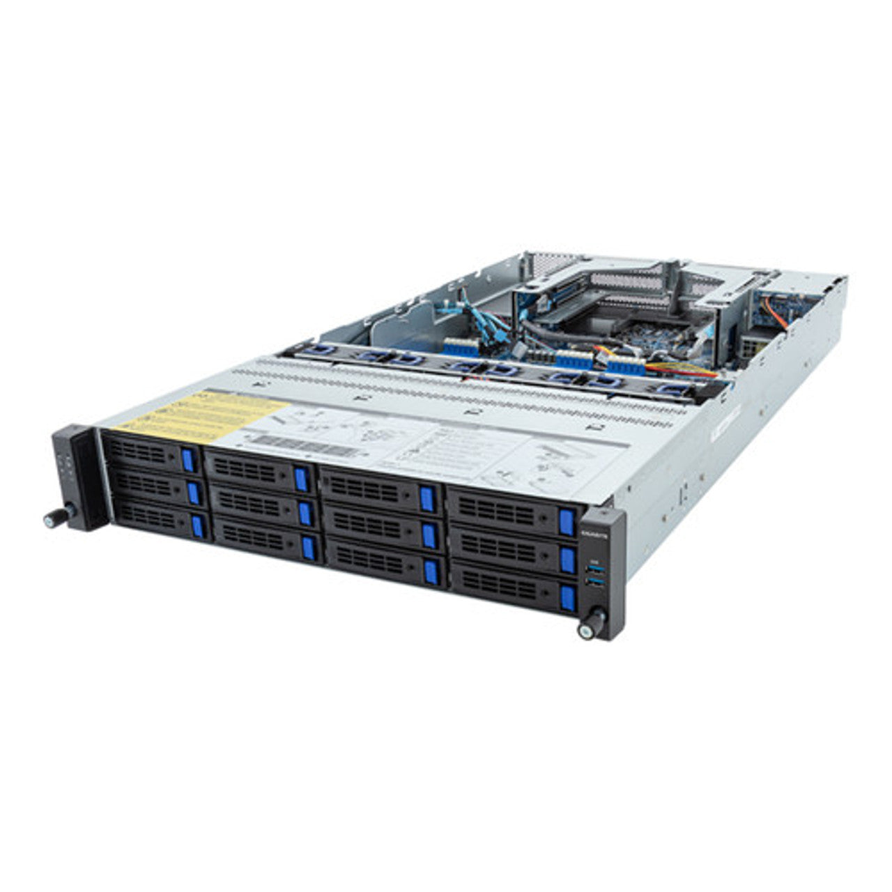 Gigabyte 2U Rack Server Barebone - AMD EPYC 9004, Dual CPU, 3x M.2, 24x DIMM Slots, 12+2 SATA/SAS Bays R283-Z90-AAD3