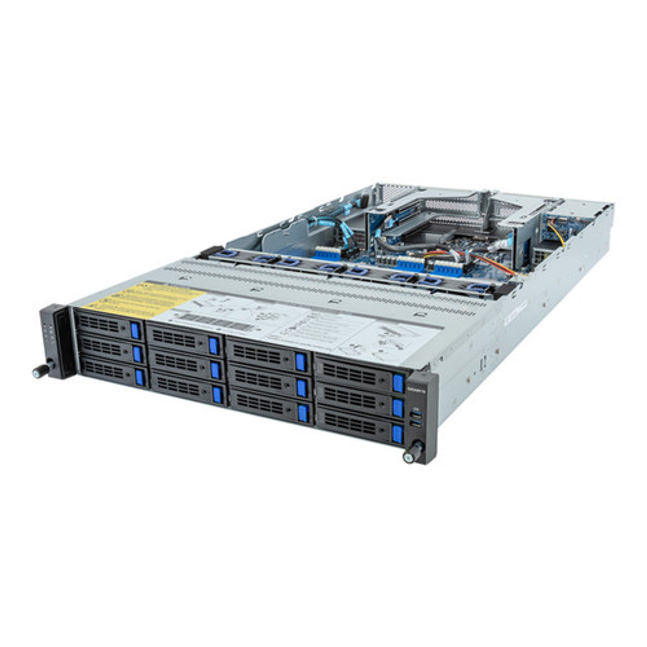 Gigabyte 2U Rack Server Barebone - AMD EPYC 9004, Dual CPU, 3x Gen3 M.2, 24x DIMM Slots, 12+2 SATA/SAS Bays R283-Z91-AAD2