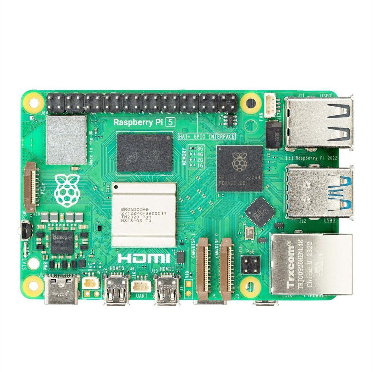 Raspberry Pi 5 8GB Single Board Kit w/ NVMe Base M.2 HAT PCIe