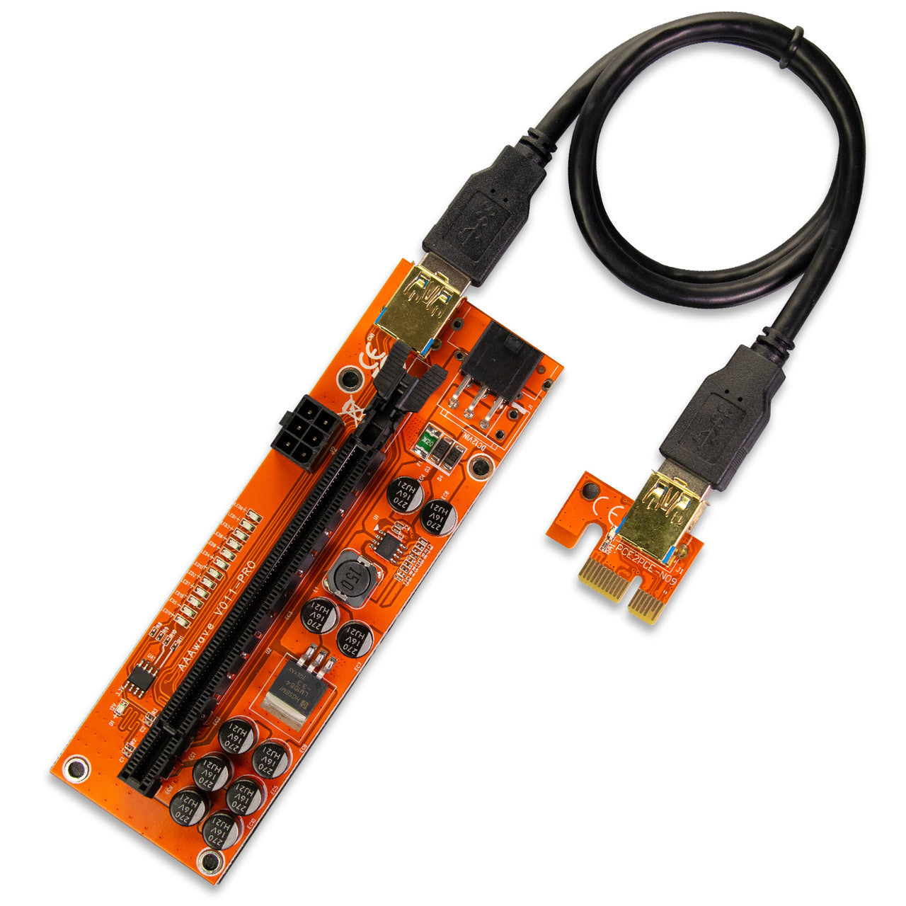 AAAwave 12GPU Mining Rig Frame (white) and 12 x AAAwave PCIe Riser V011Pro 1x to 16x Graphic Extension for GPU Mining