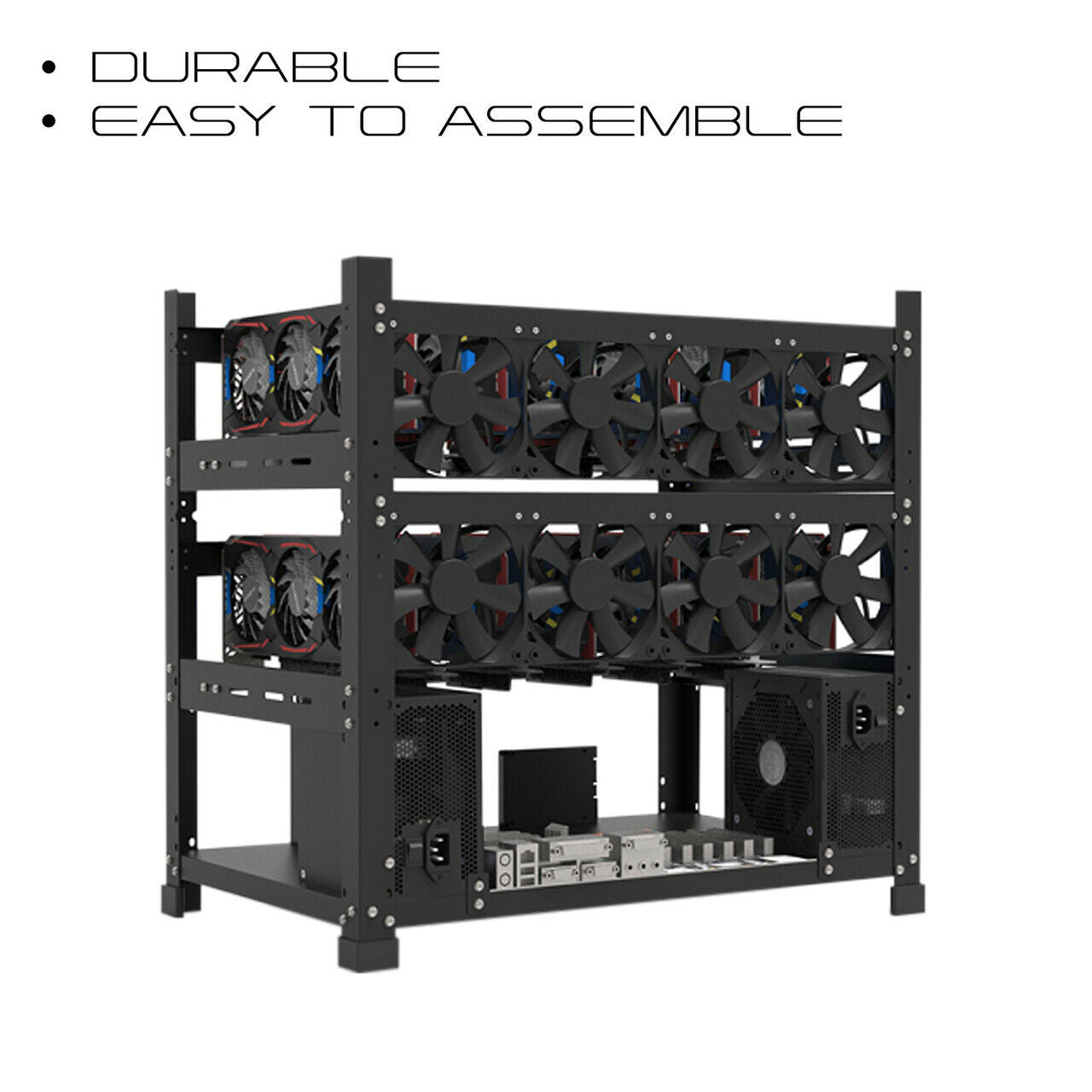 AAAwave 12GPU Mining Rig Frame and 12 x AAAwave PCIE Riser VER 011 PRO 1x to 16x Graphic Extension for GPU Mining