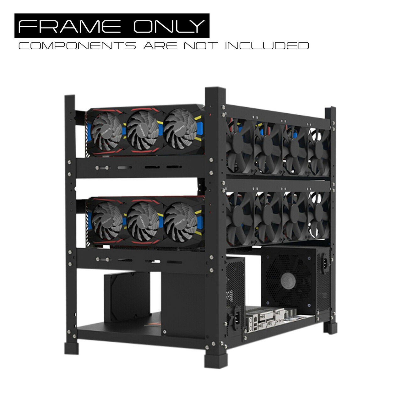 AAAwave 12GPU Mining Rig Frame and 12 x AAAwave PCIE Riser VER 011 PRO 1x to 16x Graphic Extension for GPU Mining